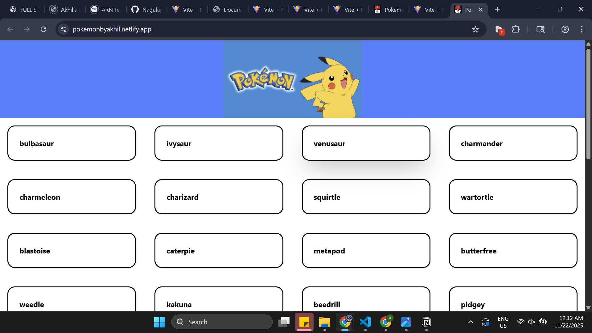 Pokemon listing app preview