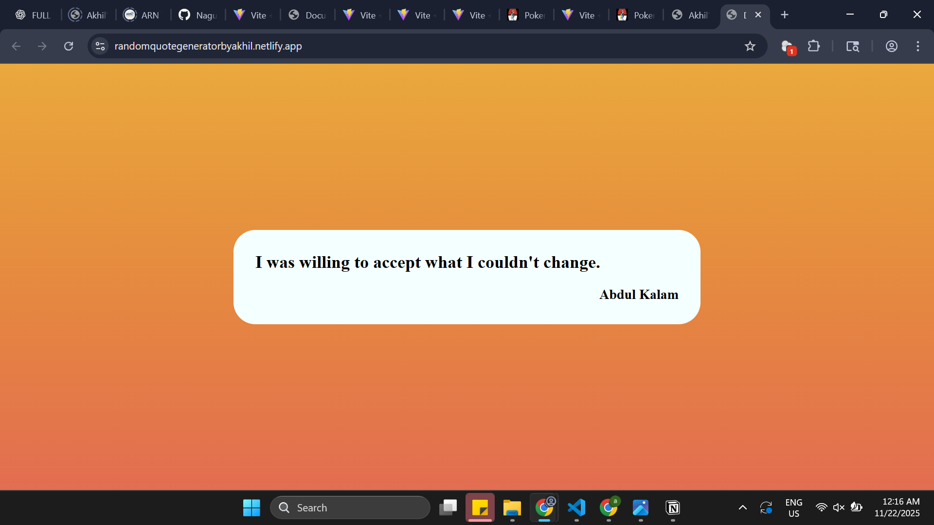 Quote generator app preview