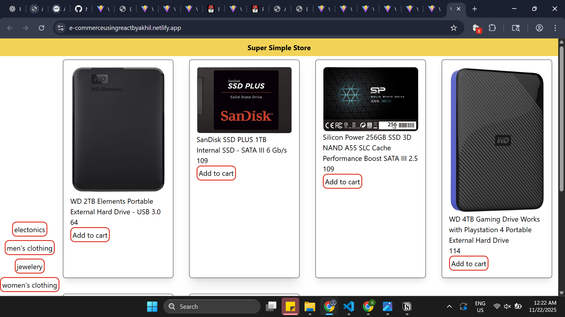 E-commerce using React preview